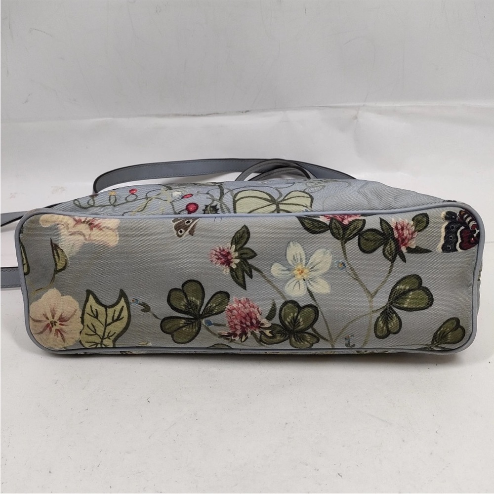 Gucci Light Blue Floral Handbag with Detachable leather crossbody strap - Picture 4 of 8